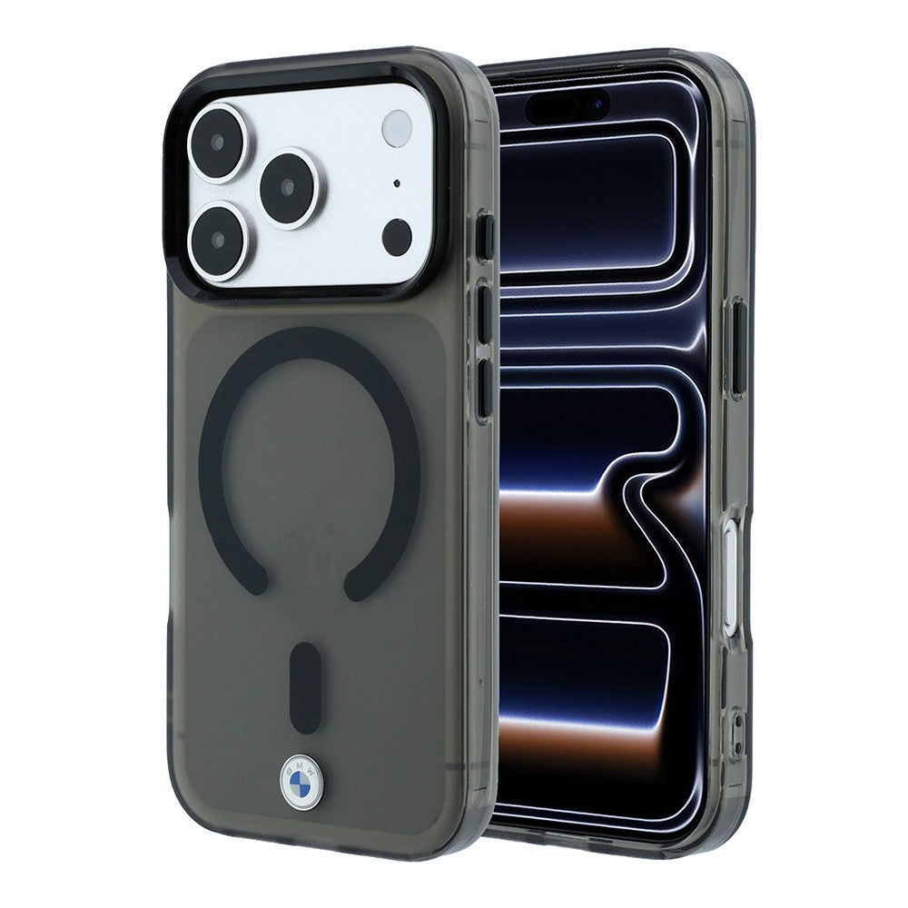 Apple iPhone 18 Pro Max Kılıf BMW Orjinal Lisanslı M-safe Şarj Özellikli Metal Logolu Buzlu IML Baskılı Kapak Siyah