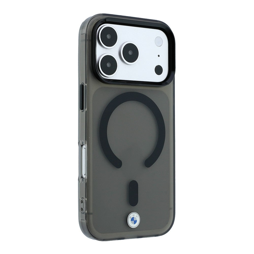 Apple iPhone 18 Pro Max Kılıf BMW Orjinal Lisanslı M-safe Şarj Özellikli Metal Logolu Buzlu IML Baskılı Kapak Siyah
