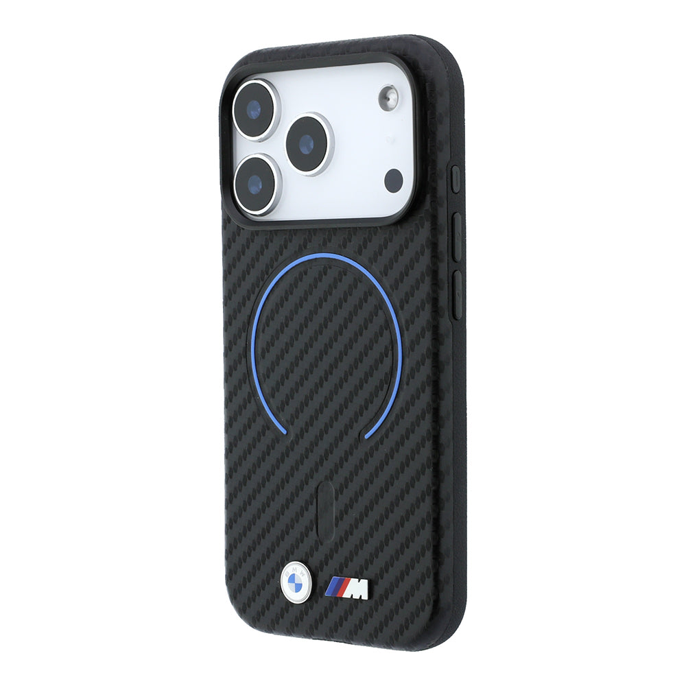 Apple iPhone 18 Pro Max Kılıf BMW Orjinal Lisanslı M-safe Şarj Özellikli PU Metal Logolu Kırmızı Halka Tasarımlı Kapak Siyah