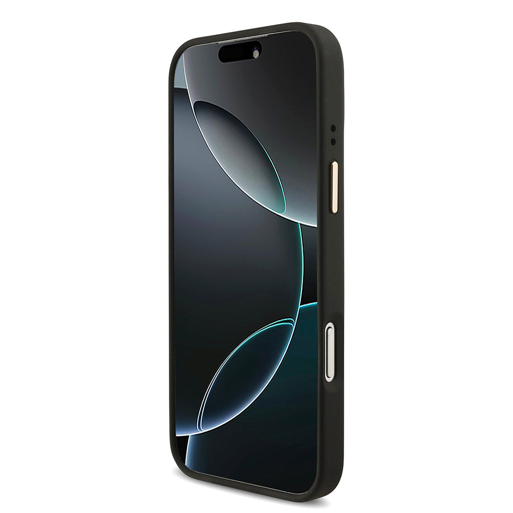 Apple iPhone 18 Pro Max Kılıf Guess Orjinal Lisanslı 4G Büyük Metal Logolu Kalın Askılı Kapak Siyah