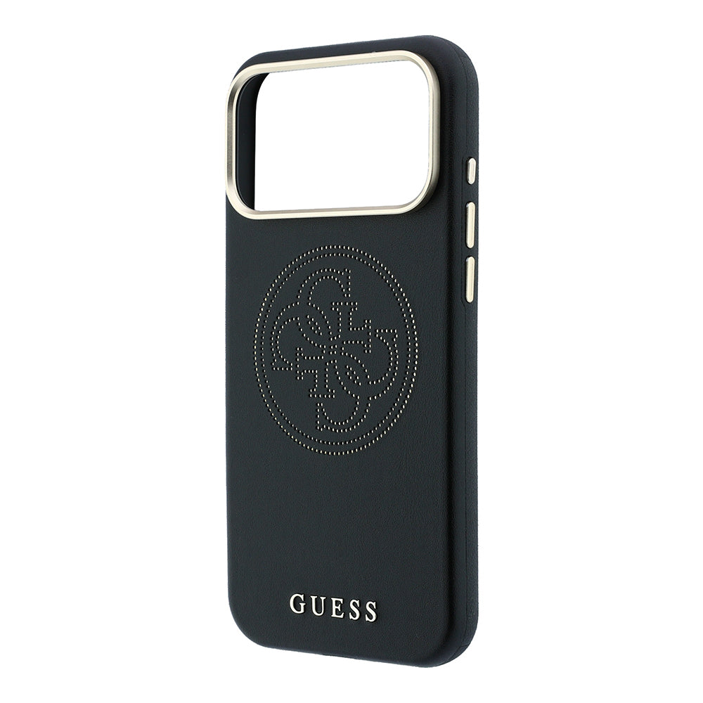 Apple iPhone 18 Pro Max Kılıf Guess Orjinal Lisanslı M-safe Şarj Özellikli PU Delikli 4G ve Yazı Logolu Kapak Siyah