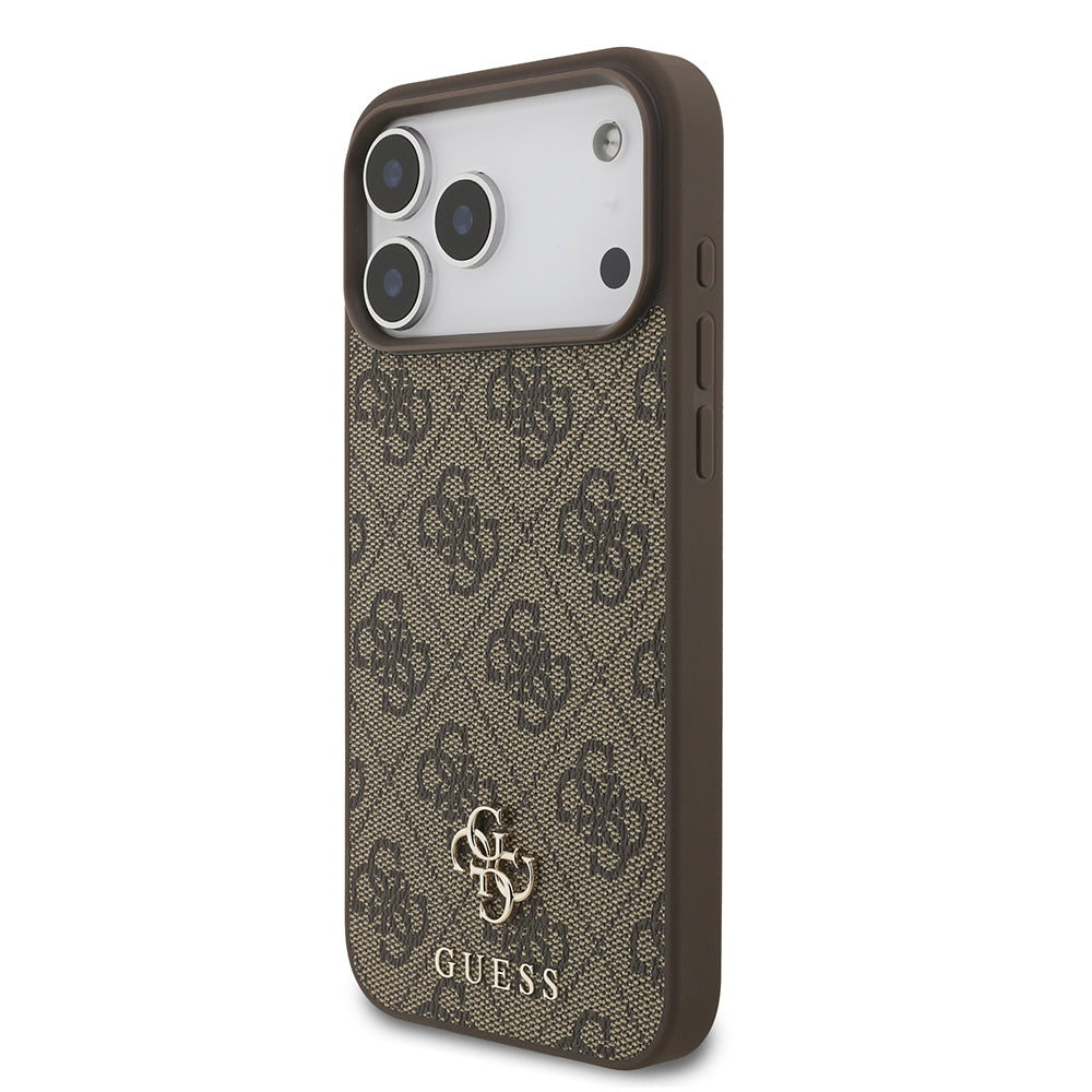 Apple iPhone 18 Pro Max Kılıf Guess Orjinal Lisanslı M-safe Şarj Özellikli Small 4G Classic Kapak Kahverengi