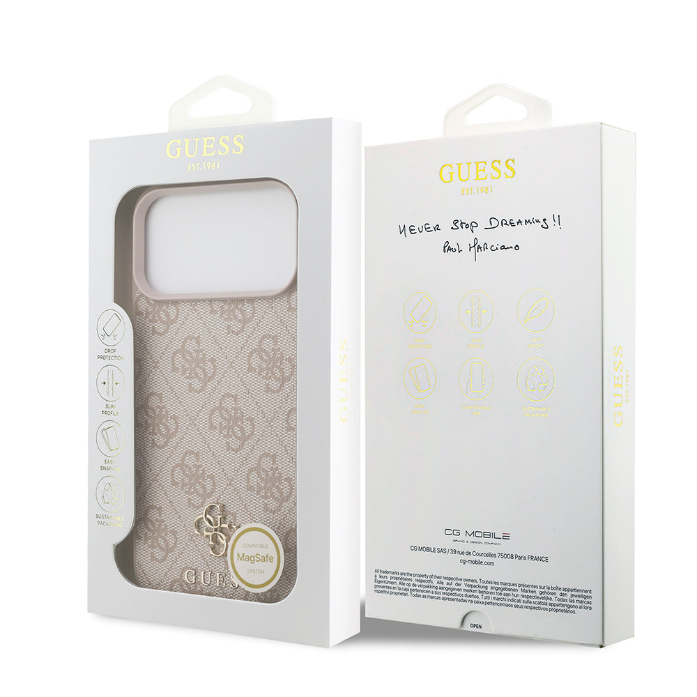 Apple iPhone 18 Pro Max Kılıf Guess Orjinal Lisanslı M-safe Şarj Özellikli Small 4G Classic Kapak Pembe