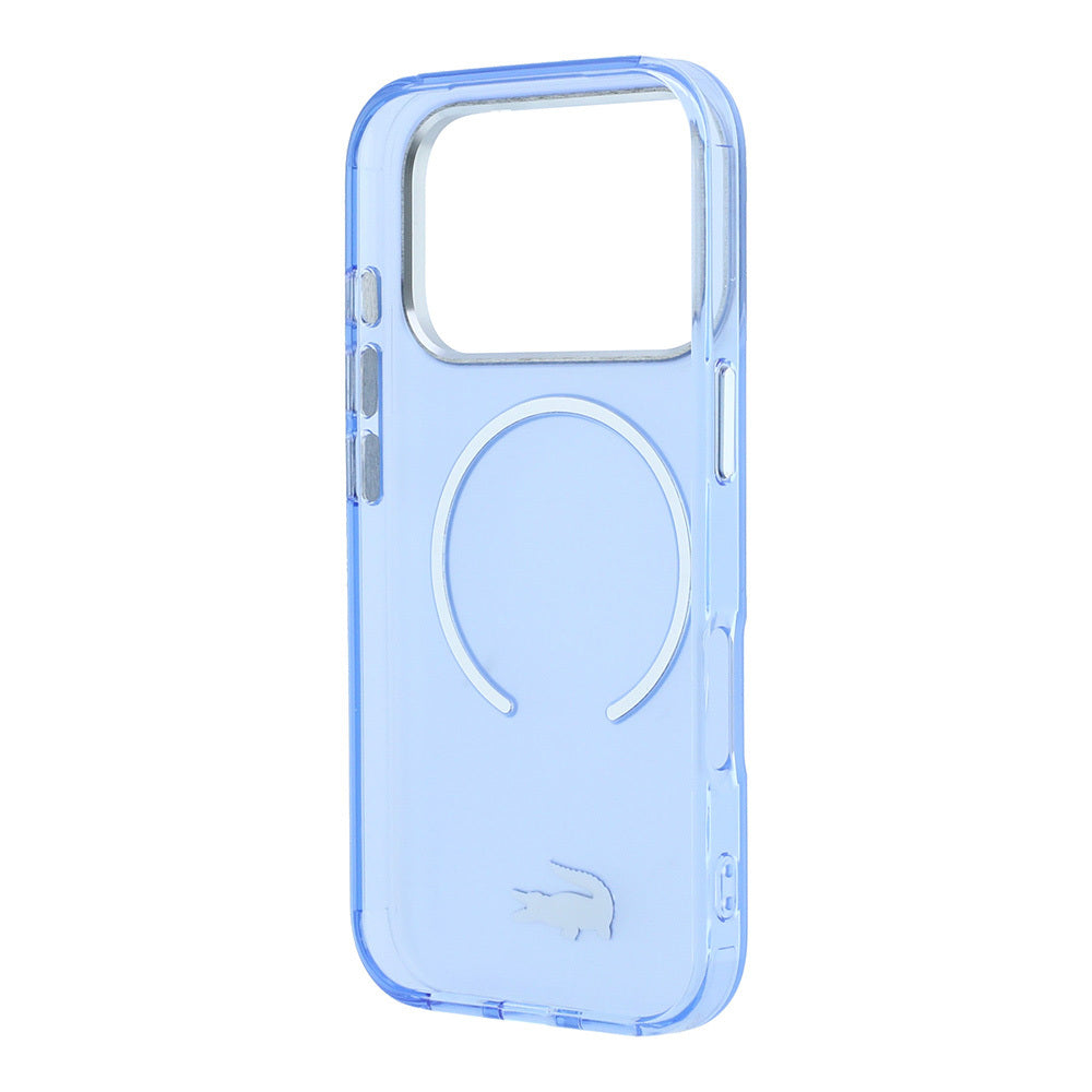 Apple iPhone 18 Pro Max Kılıf Lacoste Orjinal Lisanslı M-safe C-Magnet İkonik Timsah Logolu IML Frosted Kapak Açık Mavi