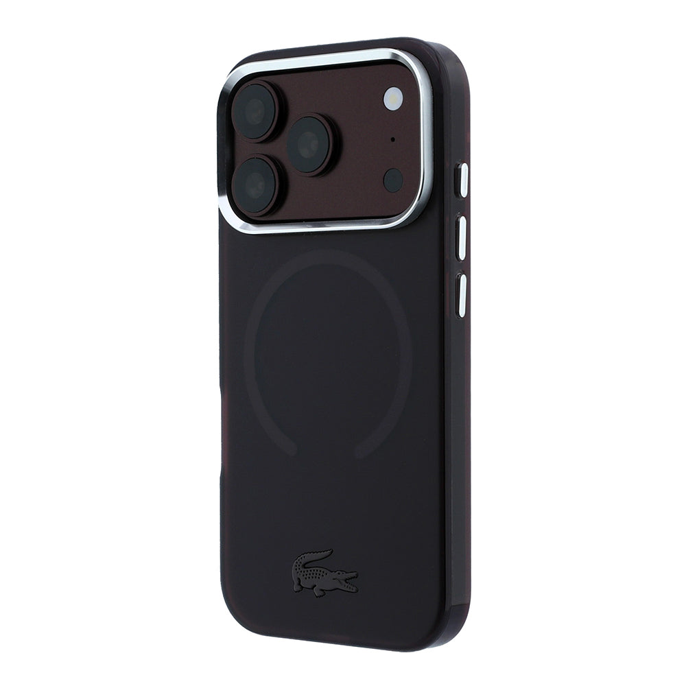 Apple iPhone 18 Pro Max Kılıf Lacoste Orjinal Lisanslı M-safe C-Magnet İkonik Timsah Logolu IML Frosted Kapak Bordo