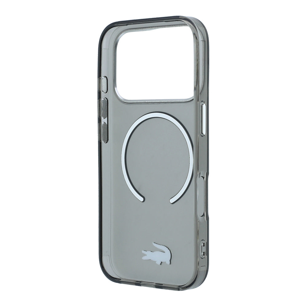 Apple iPhone 18 Pro Max Kılıf Lacoste Orjinal Lisanslı M-safe C-Magnet İkonik Timsah Logolu IML Frosted Kapak Siyah