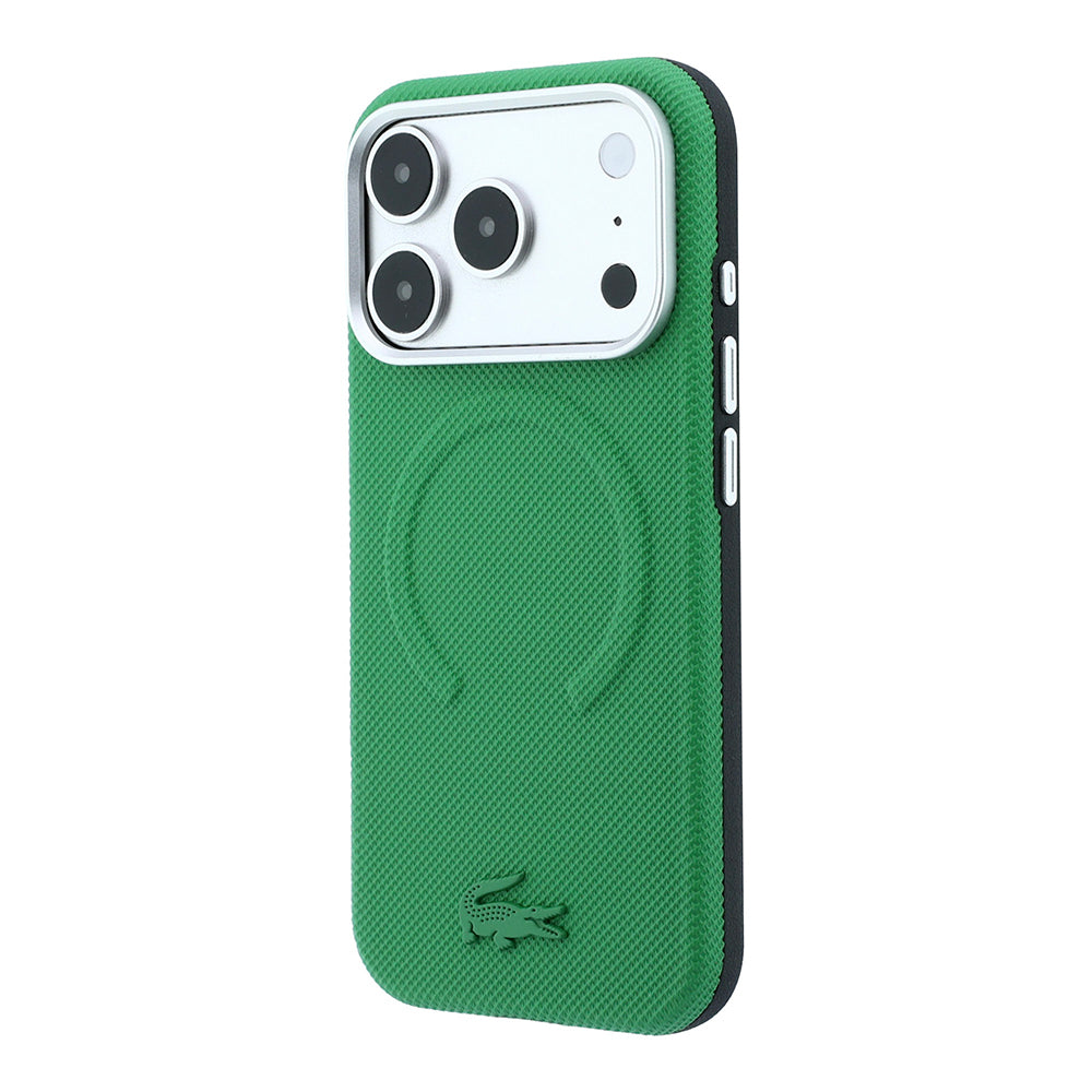 Apple iPhone 18 Pro Max Kılıf Lacoste Orjinal Lisanslı M-safe Şarj Özellikli Halka Tasarımlı Petit Pike Metal Logolu Kapak Yeşil