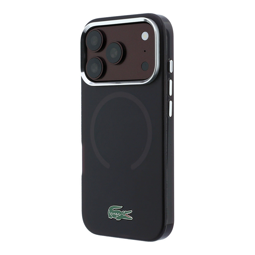 Apple iPhone 18 Pro Max Kılıf Lacoste Orjinal Lisanslı M-safe Şarj Özellikli Lake Timsah Logolu IML Frosted Kapak Bordo