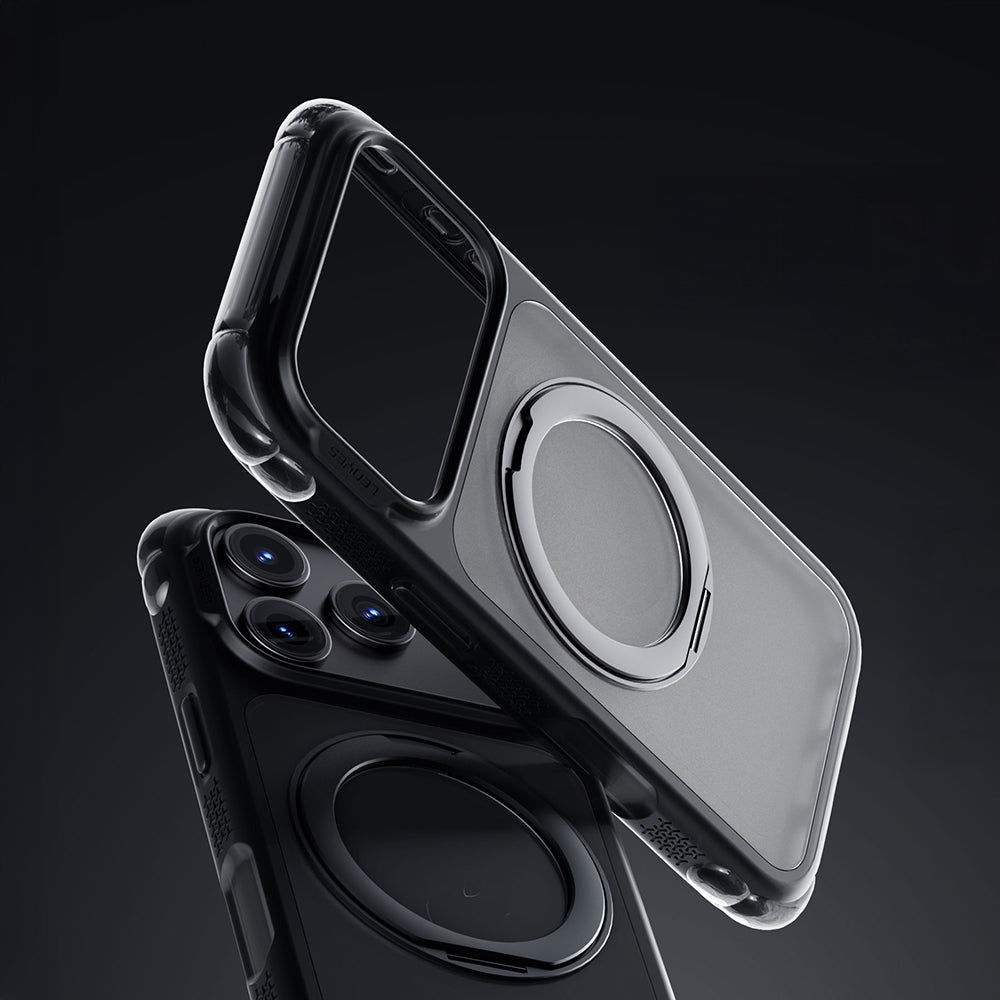 Apple iPhone 18 Pro Max Kılıf Lenyes Air Bumper Serisi M-safe Şarj Özellikli Airbag Tasarımlı Standlı Kapak Açık Mavi