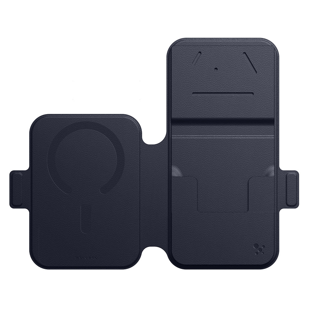 Apple iPhone 18 Pro Max Kılıf M-safe Özellikli Amazingthing Titan Lens Flip Serisi Kartlıklı Kapak Lacivert