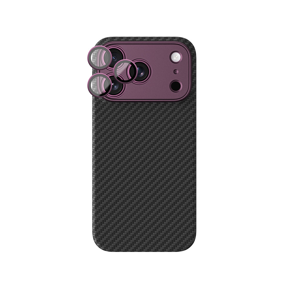 Apple iPhone 18 Pro Max Kılıf M-Safe Şarj Özellikli 1500D Aramid Fiber AmazingThing Titan Max SLens Serisi Kapak Mor