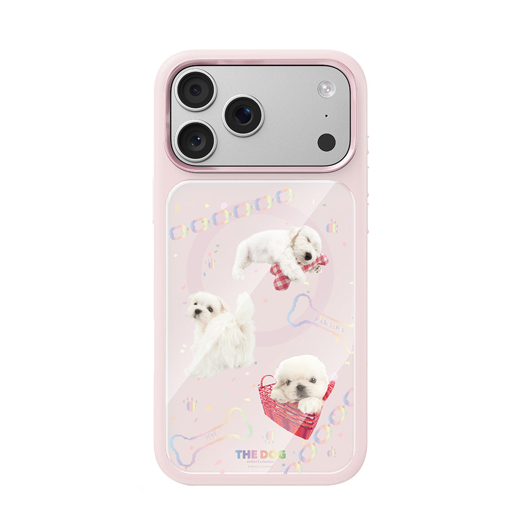 Apple iPhone 18 Pro Max Kılıf M-safe Şarj Özellikli 3D Baskılı Tasarım Mutural The Dog Serisi Kapak Pembe