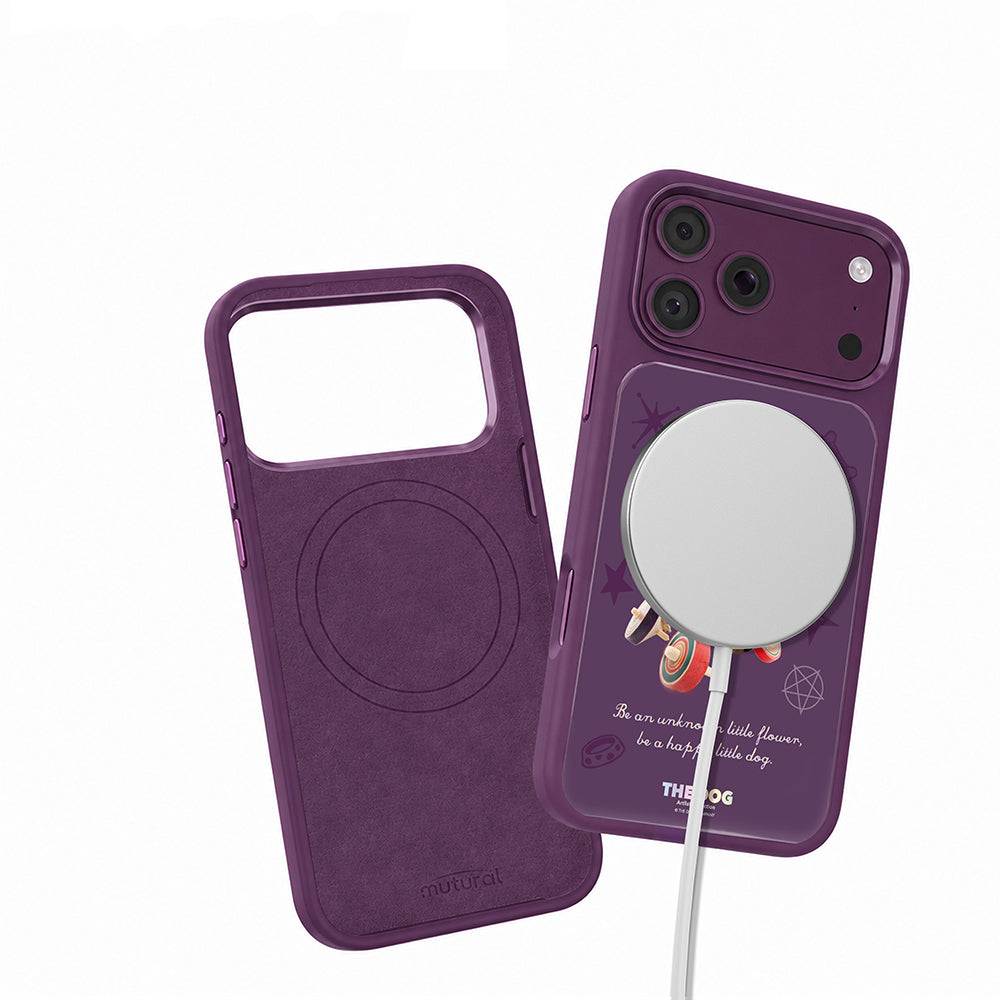 Apple iPhone 18 Pro Max Kılıf M-safe Şarj Özellikli 3D Baskılı Tasarım Mutural The Dog Serisi Kapak Mor