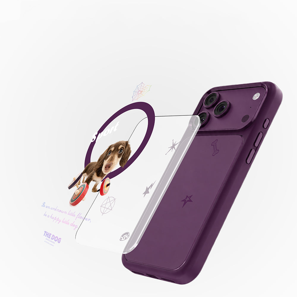 Apple iPhone 18 Pro Max Kılıf M-safe Şarj Özellikli 3D Baskılı Tasarım Mutural The Dog Serisi Kapak Mor