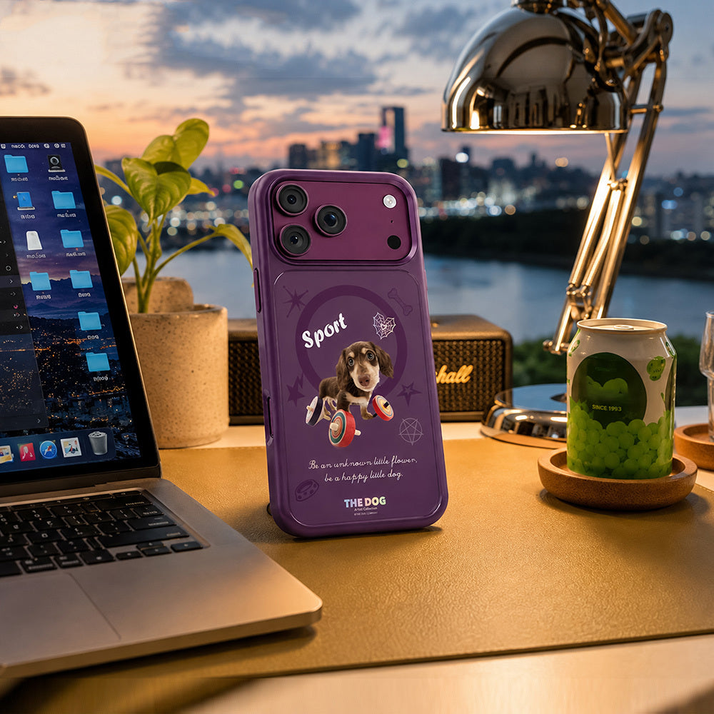Apple iPhone 18 Pro Max Kılıf M-safe Şarj Özellikli 3D Baskılı Tasarım Mutural The Dog Serisi Kapak Mor