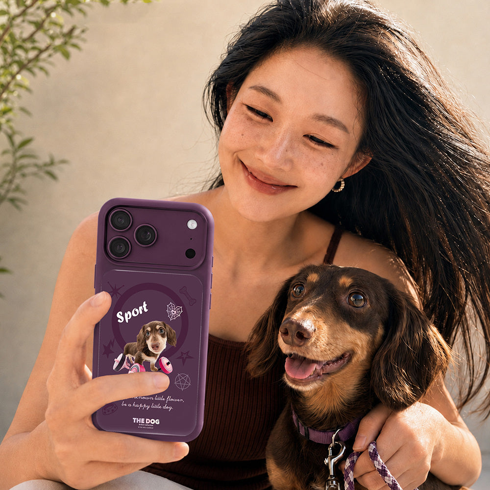Apple iPhone 18 Pro Max Kılıf M-safe Şarj Özellikli 3D Baskılı Tasarım Mutural The Dog Serisi Kapak Mor