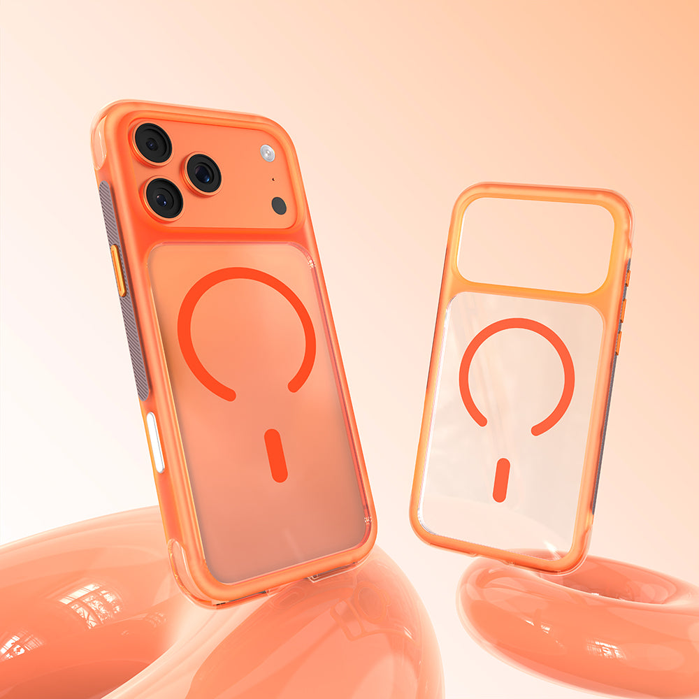 Apple iPhone 18 Pro Max Kılıf M-safe Şarj Özellikli Airbag Tasarımlı Mutural Air Shield Serisi Kapak Turuncu