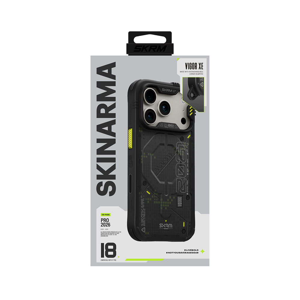 Apple iPhone 18 Pro Max Kılıf M-Safe Şarj Özellikli Airbag Tasarımlı Skinarma Vigor XE Kapak Gri