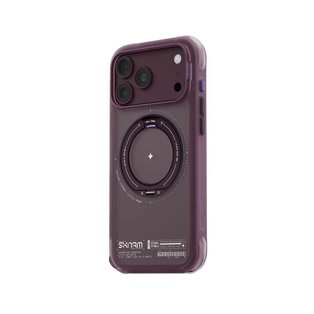 Apple iPhone 18 Pro Max Kılıf M-Safe Şarj Özellikli Airbag Tasarımlı Standlı Skinarma Atlas Kapak Bordo