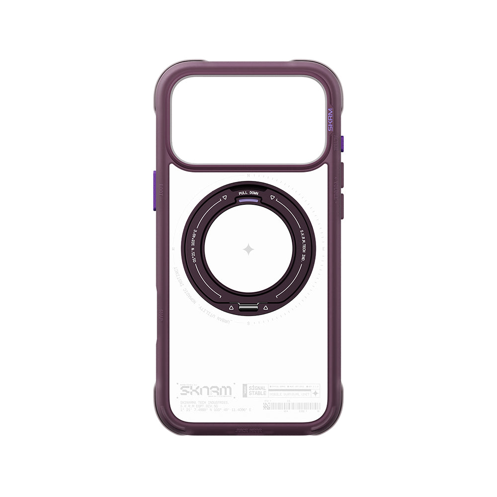 Apple iPhone 18 Pro Max Kılıf M-Safe Şarj Özellikli Airbag Tasarımlı Standlı Skinarma Atlas Kapak Bordo