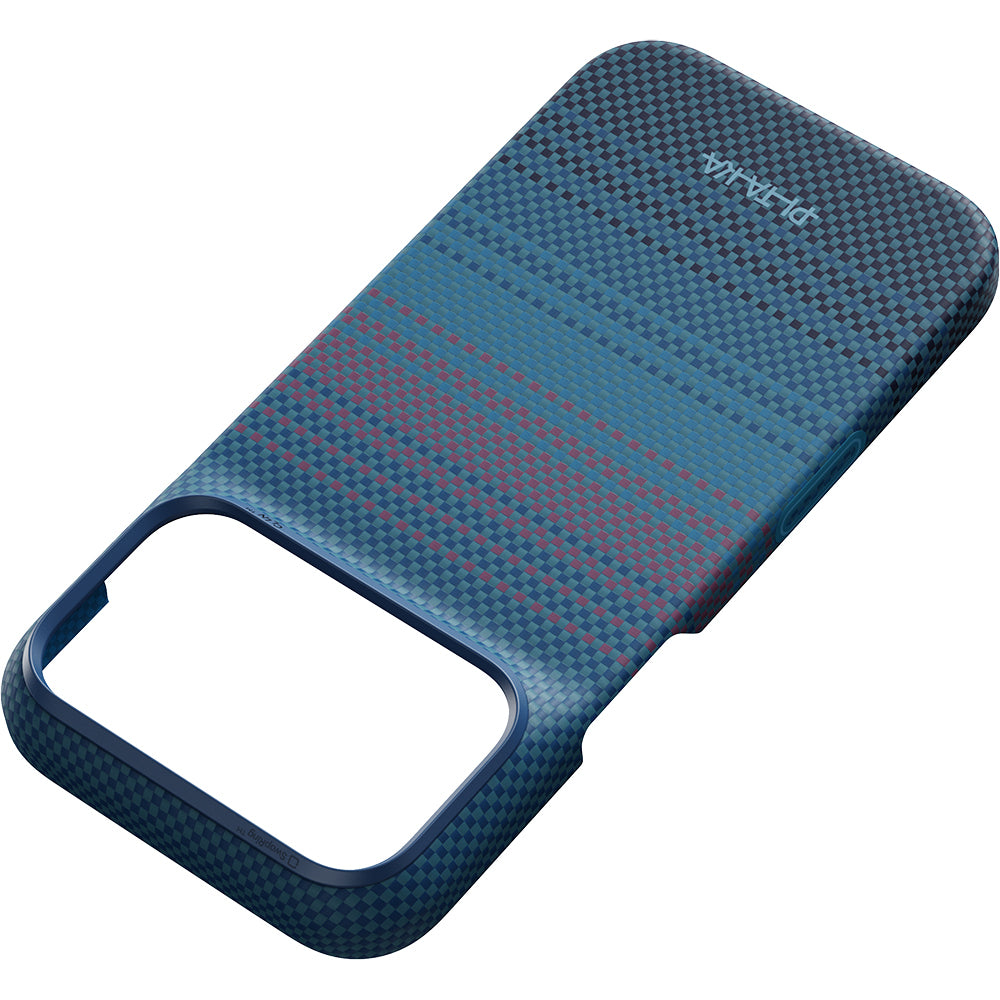 Apple iPhone 18 Pro Max Kılıf M-safe Şarj Özellikli Aramid Karbon Fiber Pitaka Moonrise 2.0 Nights Serisi Kapak Lacivert