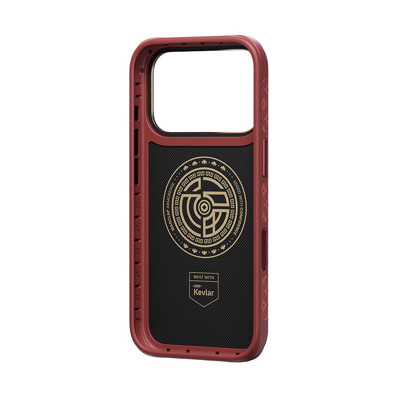 Apple iPhone 18 Pro Max Kılıf M-Safe Şarj Özellikli Benks ArmorPro ArmorEdge X9 Serisi Kevlar Karbon Kapak Kırmızı