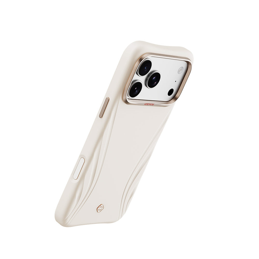 Apple iPhone 18 Pro Max Kılıf M-Safe Şarj Özellikli Çizgili Logolu Udemos Freedom Serisi Kapak Beyaz