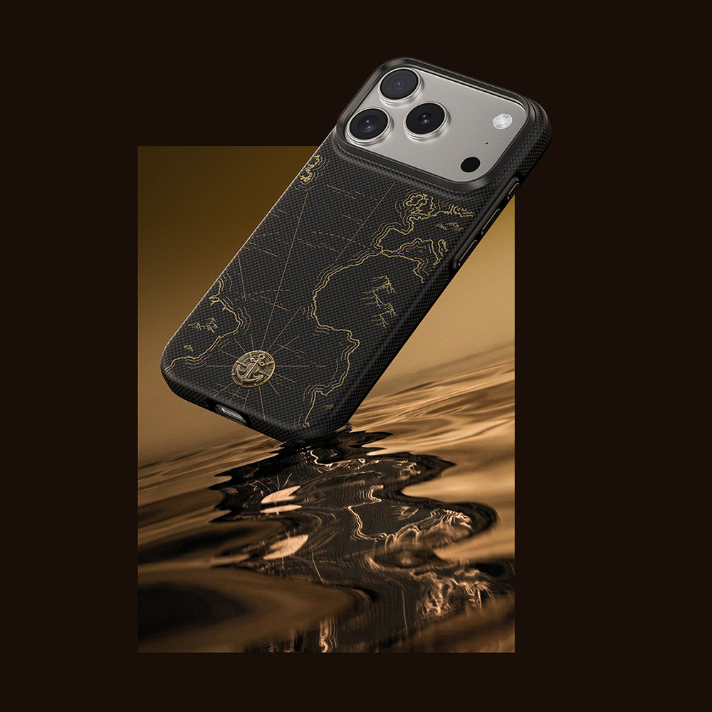 Apple iPhone 18 Pro Max Kılıf M-safe Şarj Özellikli Karbon Fiber Tasarımlı Benks ArmorEdge Air Navigator Kevlar Kapak Siyah