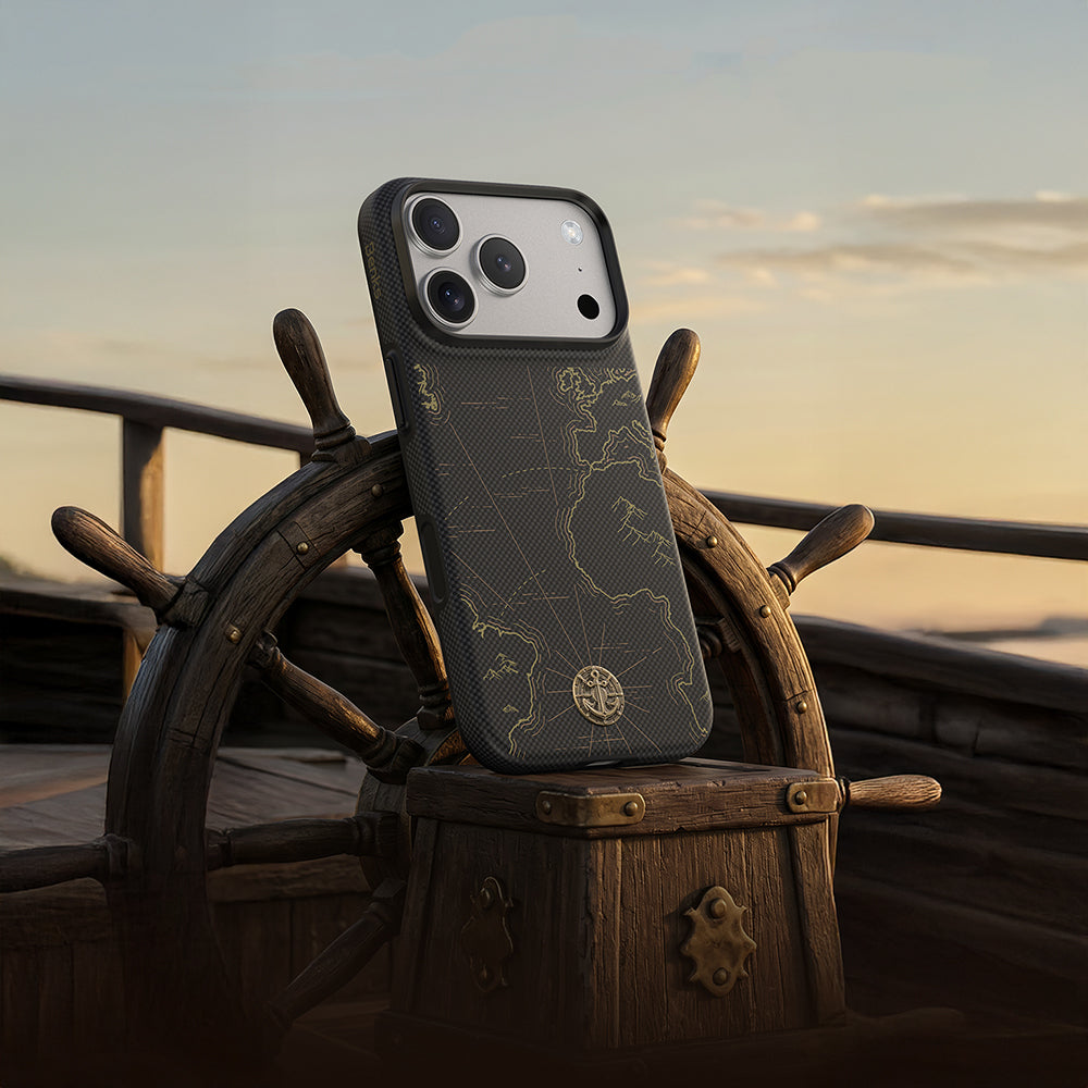 Apple iPhone 18 Pro Max Kılıf M-safe Şarj Özellikli Karbon Fiber Tasarımlı Benks ArmorEdge Air Navigator Kevlar Kapak Siyah