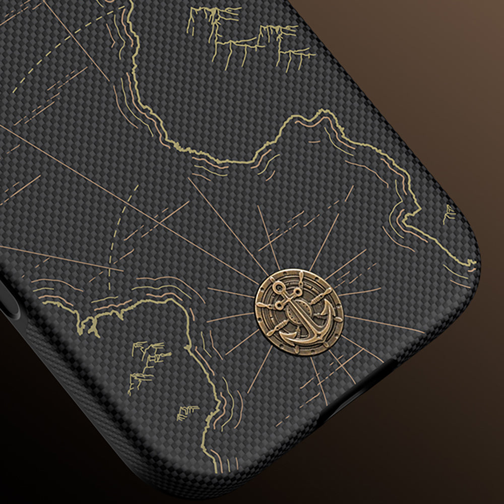 Apple iPhone 18 Pro Max Kılıf M-safe Şarj Özellikli Karbon Fiber Tasarımlı Benks ArmorEdge Air Navigator Kevlar Kapak Siyah