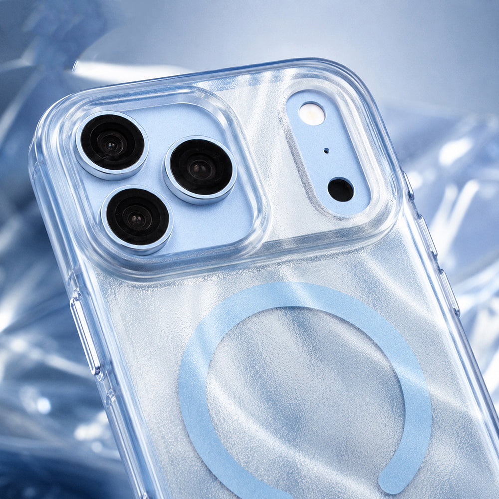 Apple iPhone 18 Pro Max Kılıf M-safe Şarj Özellikli Mutural Glow Desert Serisi Kapak Açık Mavi