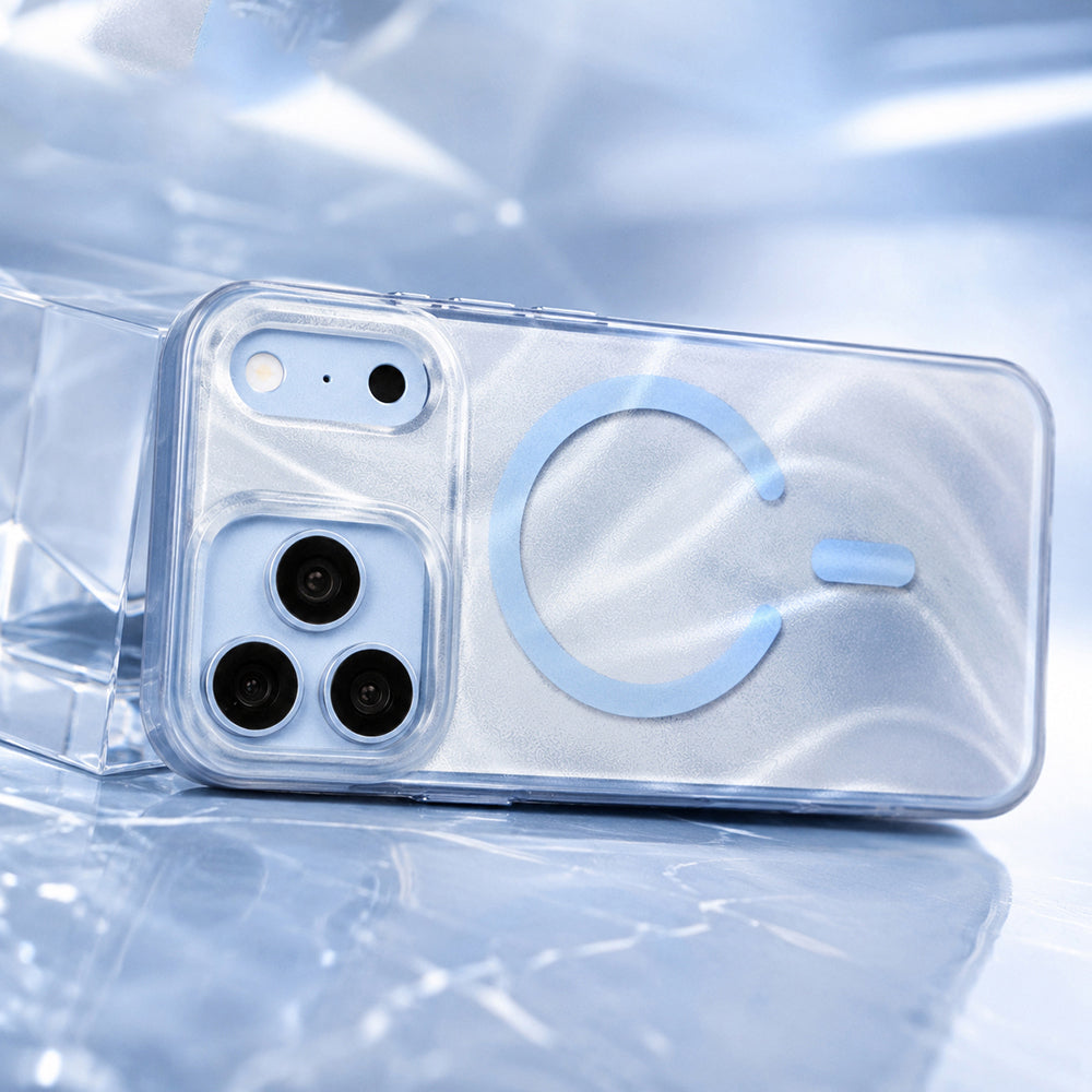Apple iPhone 18 Pro Max Kılıf M-safe Şarj Özellikli Mutural Glow Desert Serisi Kapak Açık Mavi