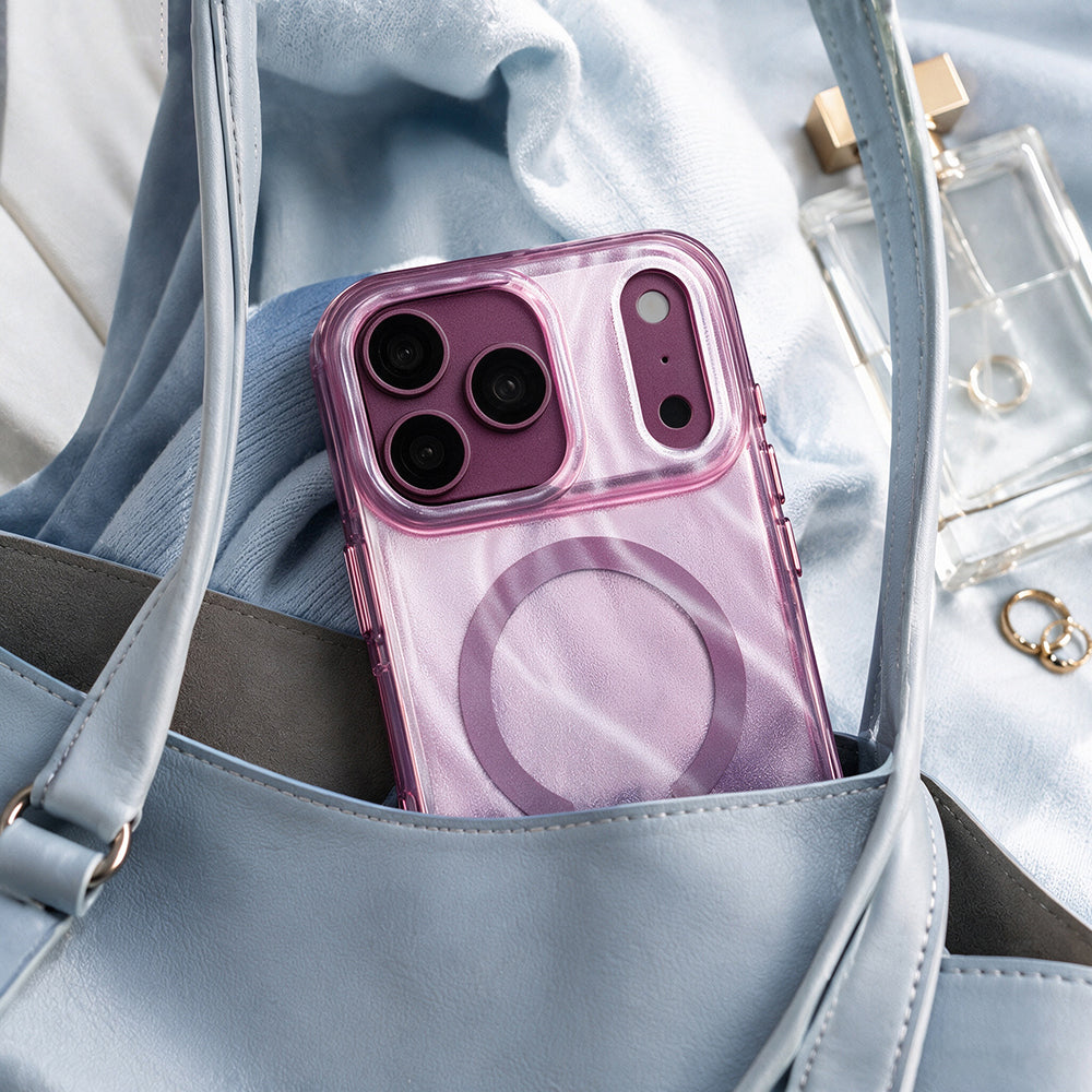Apple iPhone 18 Pro Max Kılıf M-safe Şarj Özellikli Mutural Glow Desert Serisi Kapak Mor