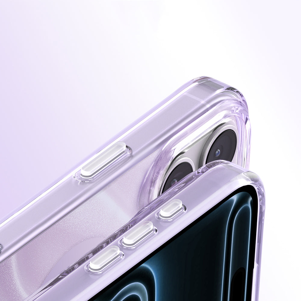 Apple iPhone 18 Pro Max Kılıf M-Safe Şarj Özellikli Orjinal Swarovski Taşlı Zore Paris Rovix Sert PC Kapak Açık Mor