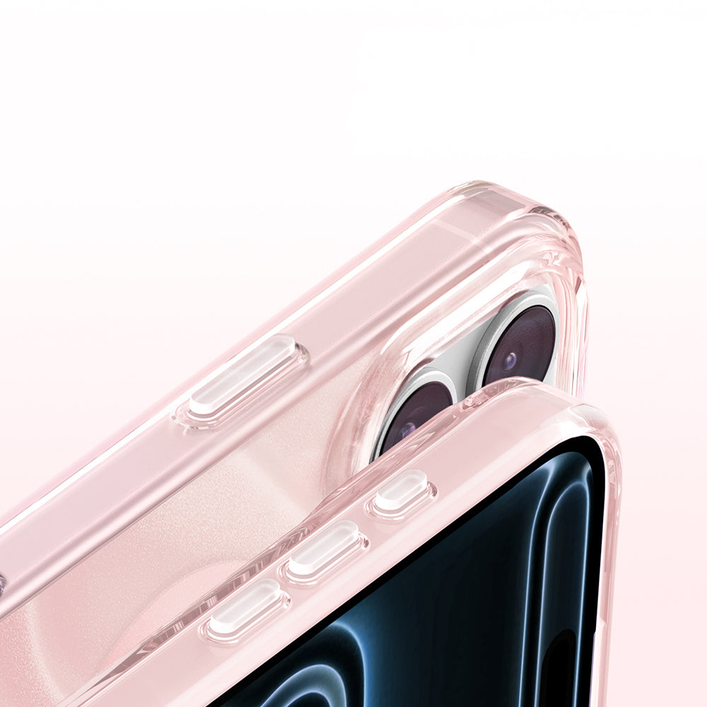 Apple iPhone 18 Pro Max Kılıf M-Safe Şarj Özellikli Orjinal Swarovski Taşlı Zore Paris Rovix Sert PC Kapak Pembe