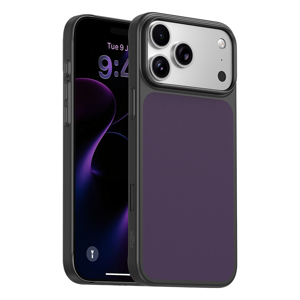 Apple iPhone 18 Pro Max Kılıf M-Safe Şarj Özellikli PU Zore Paris Trexo Sert PC Kapak Mor