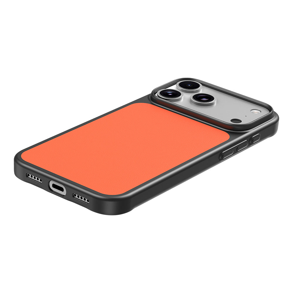 Apple iPhone 18 Pro Max Kılıf M-Safe Şarj Özellikli PU Zore Paris Trexo Sert PC Kapak Turuncu