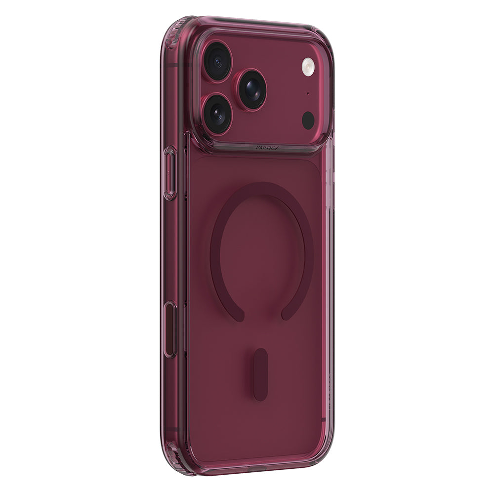 Apple iPhone 18 Pro Max Kılıf M-Safe Şarj Özellikli Raptic Air Clear Serisi Airbagli Kapak Bordo