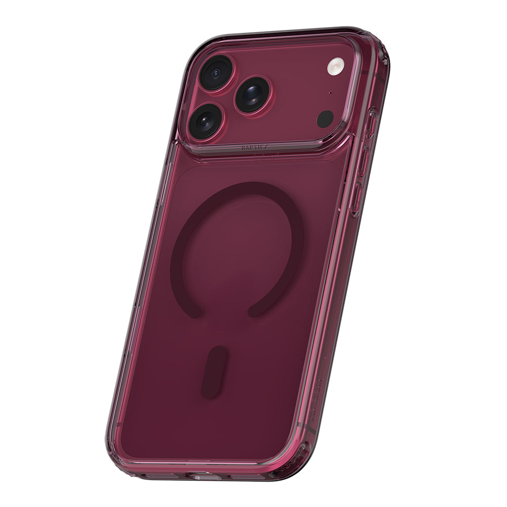 Apple iPhone 18 Pro Max Kılıf M-Safe Şarj Özellikli Raptic Air Clear Serisi Airbagli Kapak Bordo