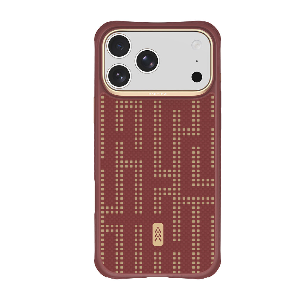 Apple iPhone 18 Pro Max Kılıf M-safe Şarj Özellikli Raptic Aramid Dual Grid Serisi Karbon Kapak Kırmızı
