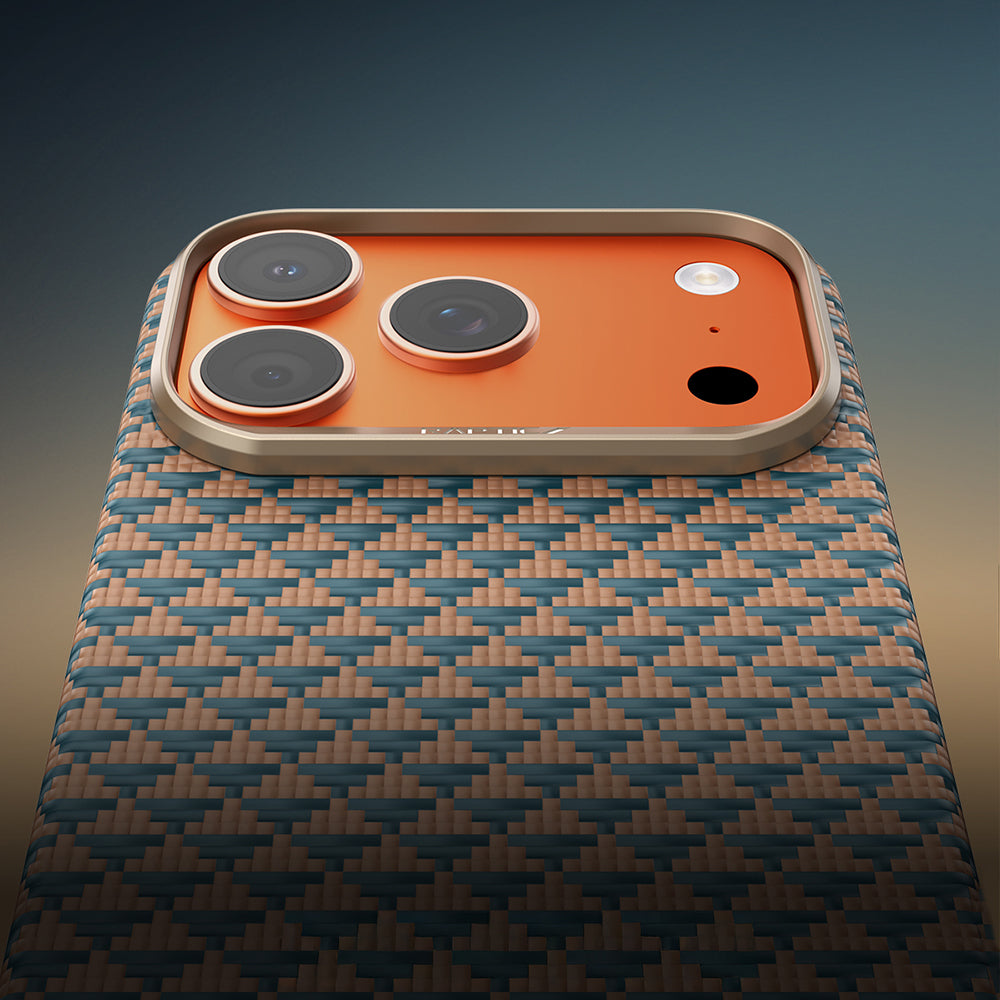 Apple iPhone 18 Pro Max Kılıf M-safe Şarj Özellikli Raptic Aramid Skin Origin Serisi Karbon Kapak Kahverengi