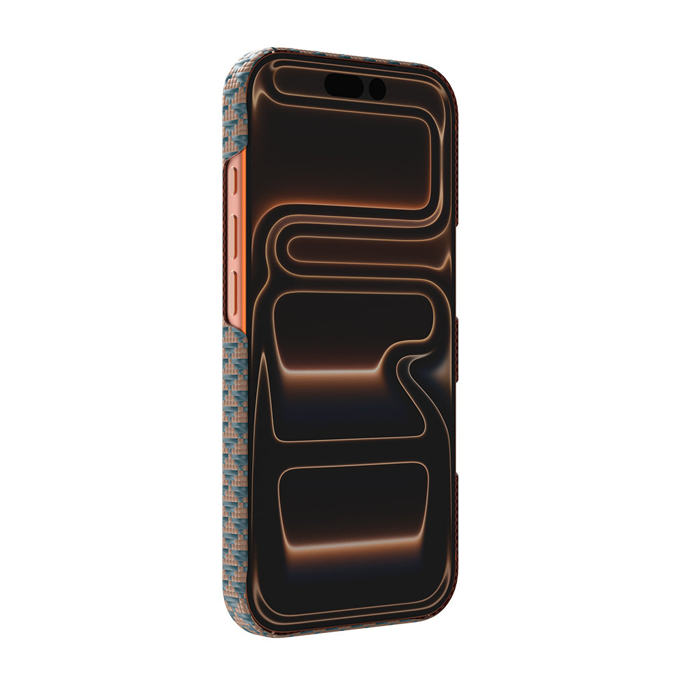 Apple iPhone 18 Pro Max Kılıf M-safe Şarj Özellikli Raptic Aramid Skin Origin Serisi Karbon Kapak Kahverengi