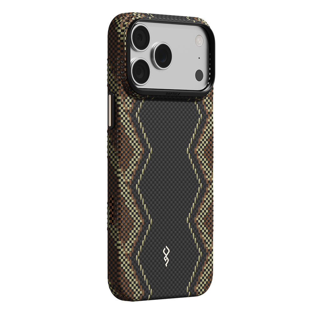 Apple iPhone 18 Pro Max Kılıf M-safe Şarj Özellikli Raptic Aramid Skin Scepter Serisi Karbon Kapak Siyah