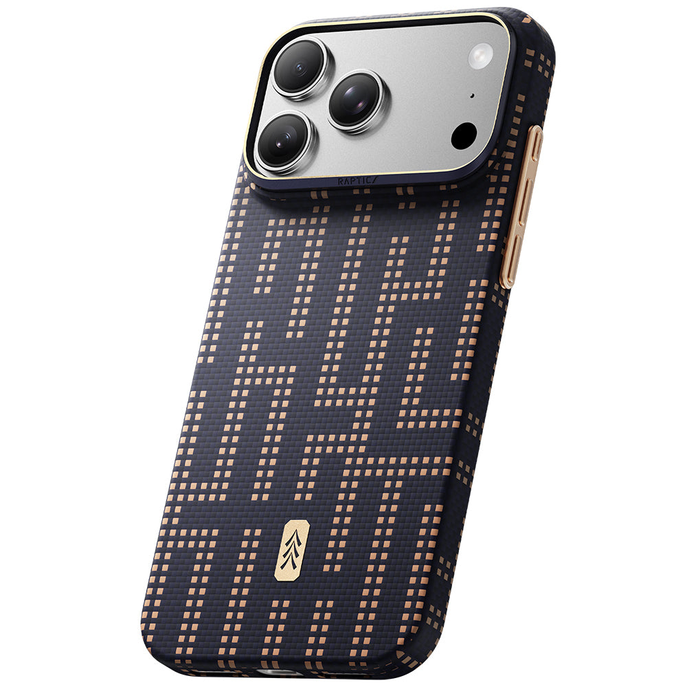 Apple iPhone 18 Pro Max Kılıf M-safe Şarj Özellikli Raptic Aramid Skin Serisi Karbon Kapak Lacivert