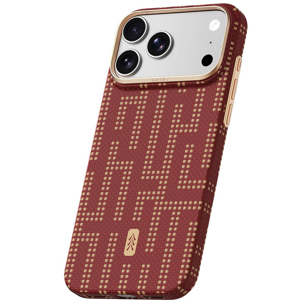 Apple iPhone 18 Pro Max Kılıf M-safe Şarj Özellikli Raptic Aramid Skin Serisi Karbon Kapak Kırmızı