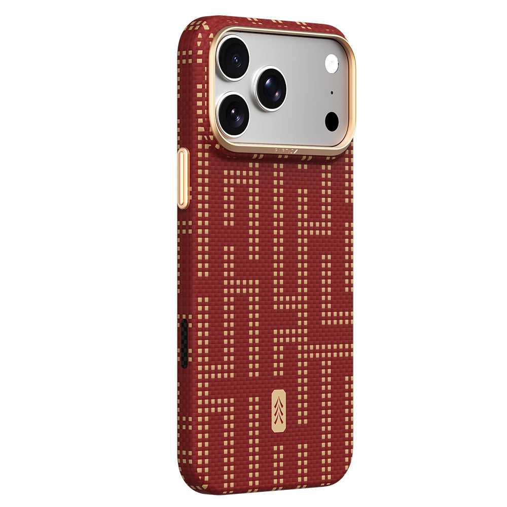 Apple iPhone 18 Pro Max Kılıf M-safe Şarj Özellikli Raptic Aramid Skin Serisi Karbon Kapak Kırmızı