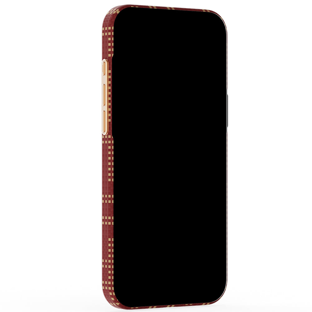 Apple iPhone 18 Pro Max Kılıf M-safe Şarj Özellikli Raptic Aramid Skin Serisi Karbon Kapak Kırmızı