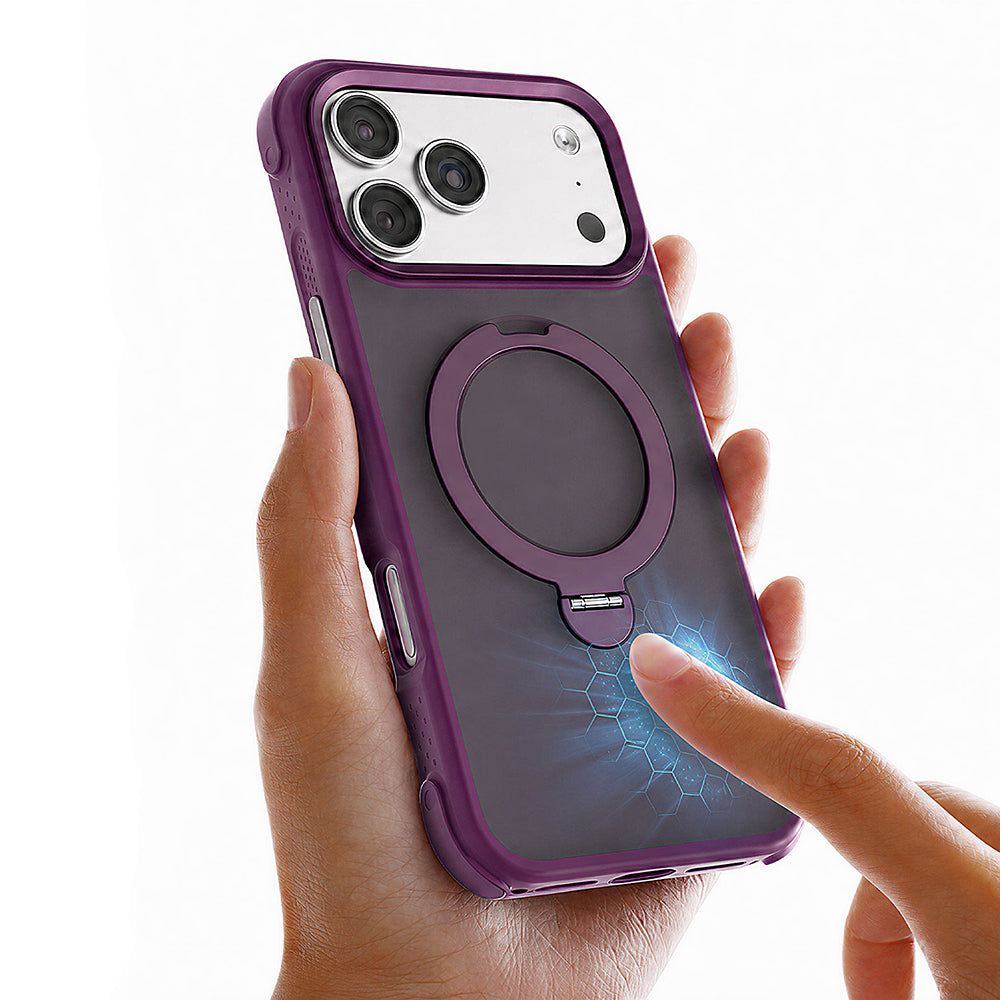 Apple iPhone 18 Pro Max Kılıf M-safe Şarj Özellikli Standlı Lenyes Eclat Kapak Siyah