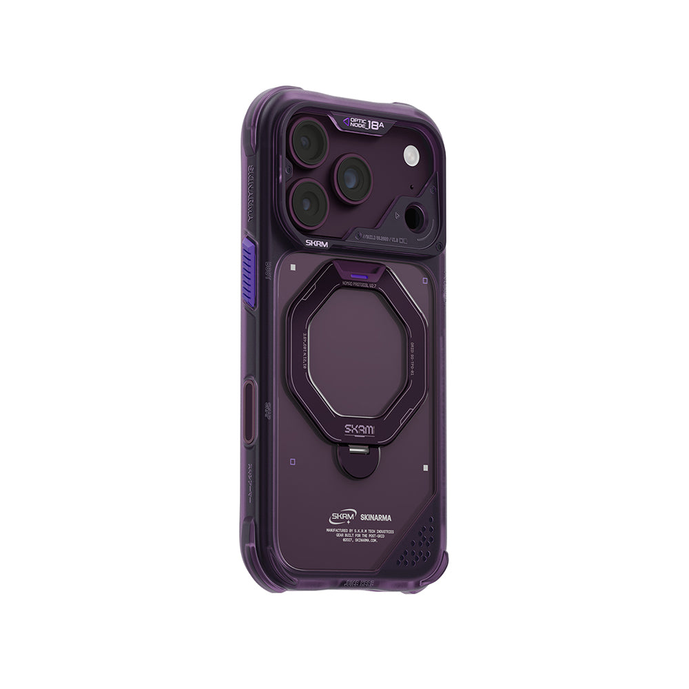 Apple iPhone 18 Pro Max Kılıf M-safe Şarj Özellikli Standlı Skinarma Saturn Kapak Bordo