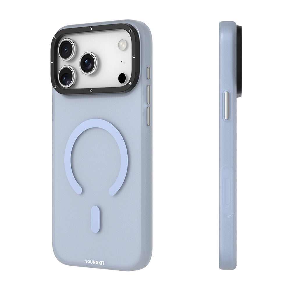 Apple iPhone 18 Pro Max Kılıf M-safe Şarj Özellikli Youngkit Hidden Sand Serisi Kapak Mavi